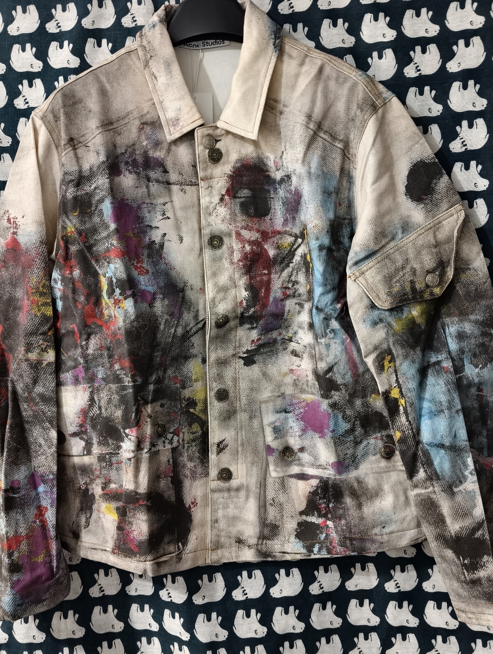 Acne Studios Canvas Jacket with Pink,Blue, Yellow and Black Accents